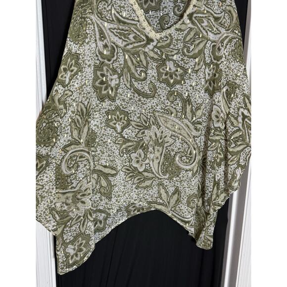Stitch By Chennault Artsy Sheer, Size XL-Boho Chic Fairy Paisley Green Gold‎ - Picture 2 of 8